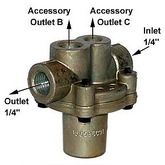 Pressure protection valve used to protect air brake system from accessory failures